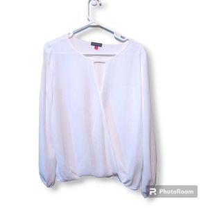 White lightweight long sleeve flowy blouse